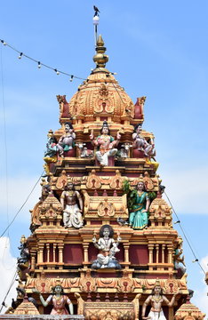 Colorful roof of a Hindu temple in Malaysia