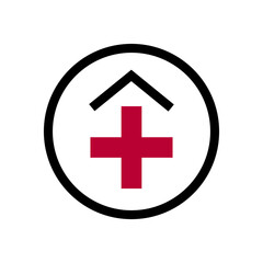 Fototapeta premium white cross in a red circle which is used to refer to medicine
