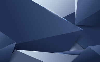 Abstract luxury silver and blue polygonal background. Space for your design