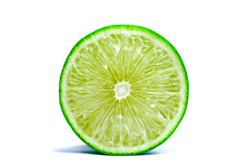 lime lemon green with cut half isolated on white background