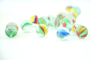 colorful  glass balls in white background