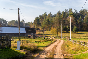 Krajobraz wiejski Podlasia, architektura drewniana, Sokołda, Podlasie, Polska © podlaski49