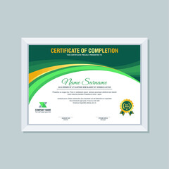 Certificate Template, modern and trendy design, with Green, gold and black combination color, make it appear more professional, elegant and luxury.