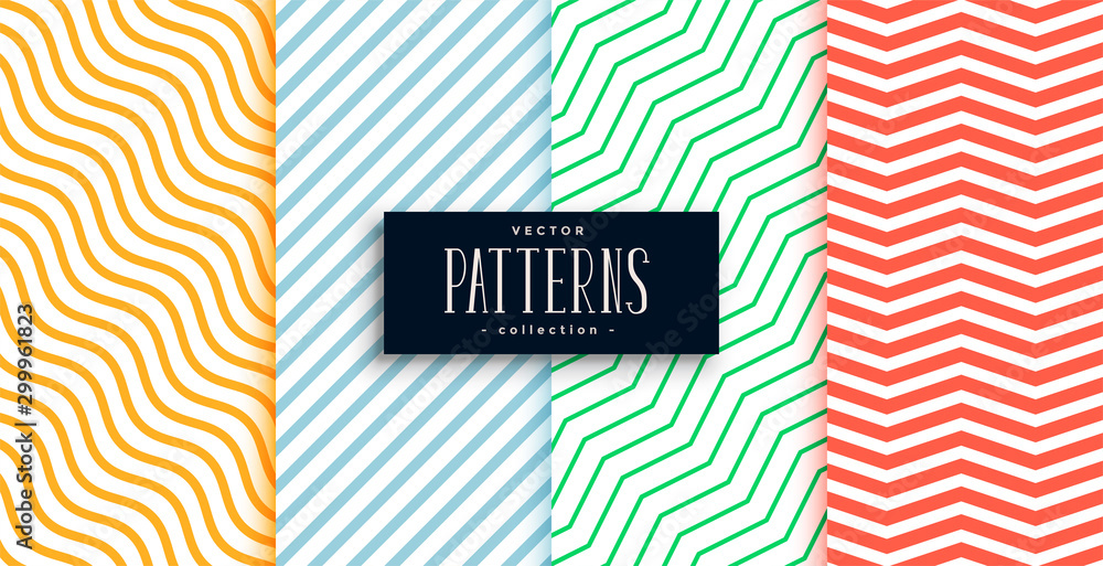 Sticker collection of geometric minimal lines pattern set