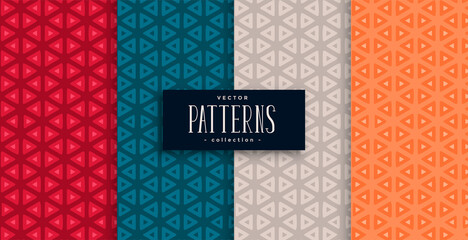 geometric triangle patterns set and four colors