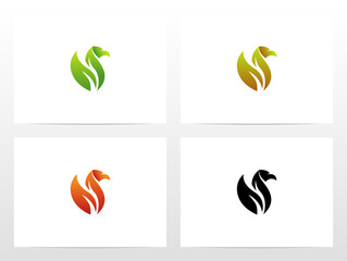 Fototapeta premium Bird With Leaf Wing Logo Design