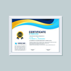 Obraz premium Certificate Template, modern and trendy design, with Blue, gold and White combination color, make it more professional, elegant and luxury