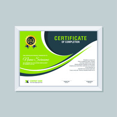 Certificate Template, modern and trendy design, with Green, gold and black combination color, make it appear more professional, elegant and luxury.