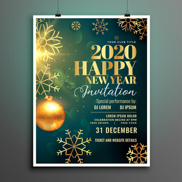 happy new year 2020 invitation flyer template design