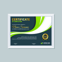 Fototapeta premium Certificate Template, modern and trendy design, with Green, gold and black combination color, make it appear more professional, elegant and luxury.