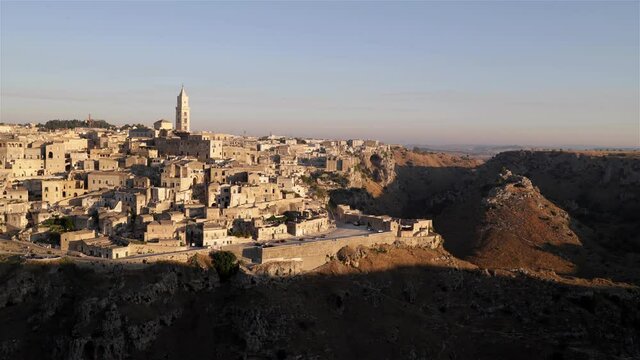 Timelapse of the Sassi of Matera from the Belvedere of Murgia Timone on an August morning