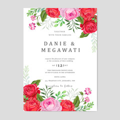 Wedding invitation card set with floral background vector