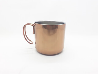 Elegant Metallic Gold Silver Coffee Tea Cup in White Isolated Background