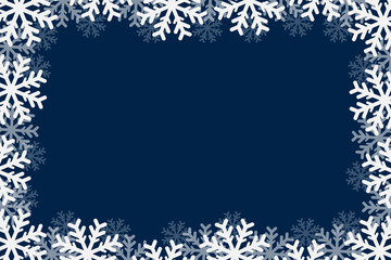 Christmas blue background with snowflakes. Vector drawing. Texture.