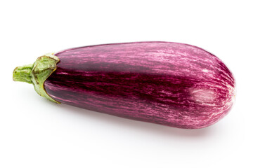 Fresh eggplants, aubergine on a white background.