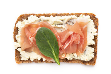sandwiches with cream cheese, vegetables and salami. Sandwiches with cucumber, radish, tomatoes,...