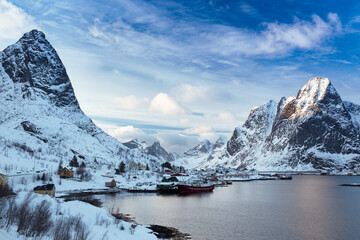 beautiful view on the city Reine