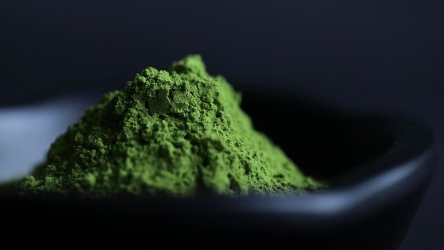 Powdered hill green tea in the bowl