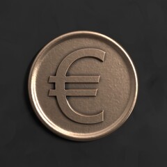 Golden coin with euro sign. Money concept.