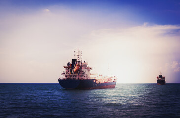 Logistics and transportation of International Container Cargo ship in the ocean at Sunshine sky, Freight Transportation, Shipping