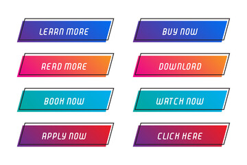 Set of buttons with frame for website. Vector illustration