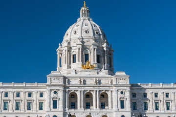 Facade of the Minnesota State Capitol Building in St Paul