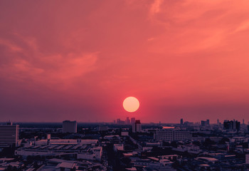 skyline at sunset