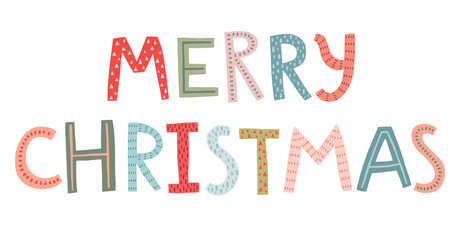 Merry Christmas lettering - hand drawn style.