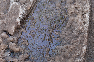 water mixed with snow in the thaw, filmed in early November