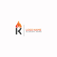 K letter/Flame/Restaurant logo design template full vector