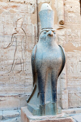 Statue of the God Horus at Edfu Temple Egypt