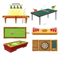 Obraz premium Games on table and darts pool or billiard ping pong