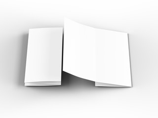 Brochure in A4 format folded to three - mockup. 3d illustartion