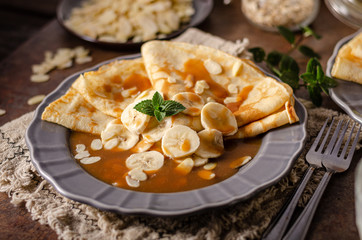 Caramel pancakes with banana