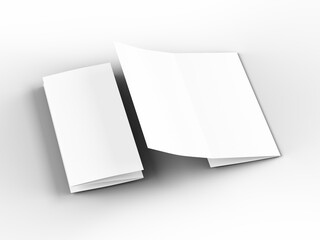 Brochure in A4 format folded to three - mockup. 3d illustartion