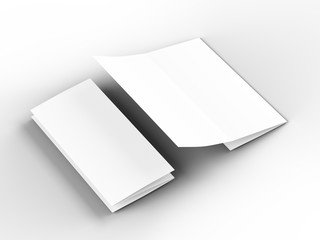 Brochure in A4 format folded to three - mockup. 3d illustartion