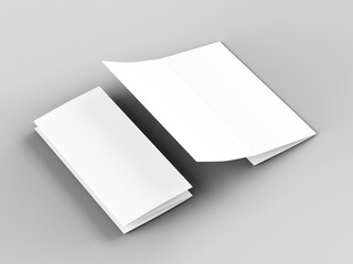 Brochure in A4 format folded to three - mockup. 3d illustartion