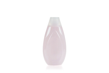 The pink pastel plastic bottle isolate on white background with clipping path.