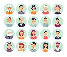 People avatars genealogical family tree elements isolated icons