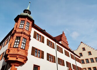 Würzburg, Hof Conti, Erker und Zwerchgiebel