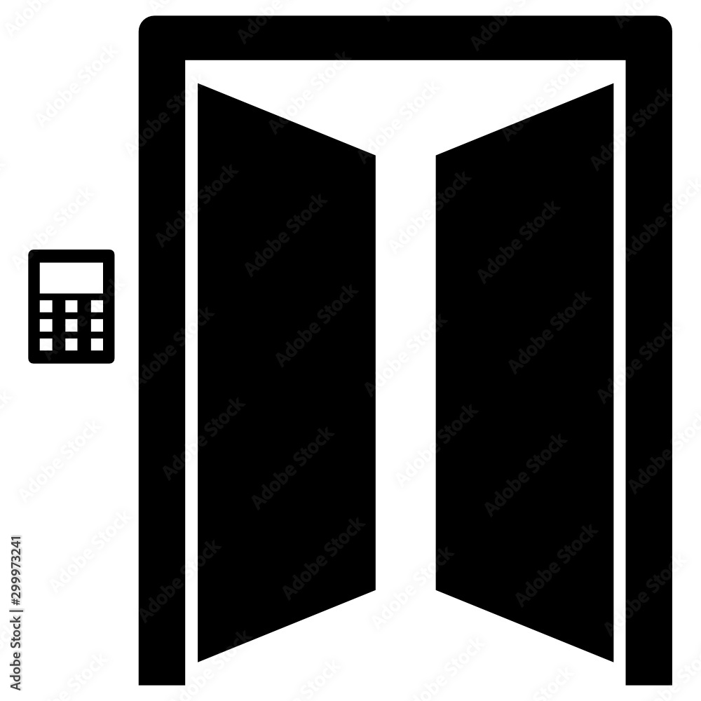 Poster password protected door vector biometeric icon design