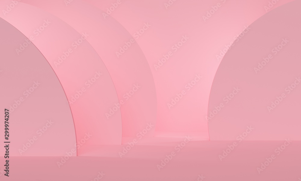 Poster geometric pink abstract background with part circle. backdrop design for product promotion. 3d rende
