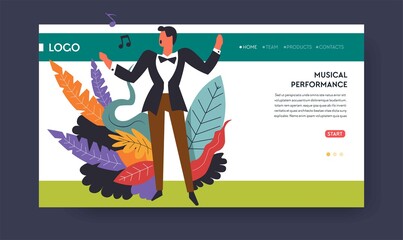 Music concert or musical performance singer web page template