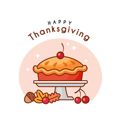  Illustration of cherry pie for thanksgiving