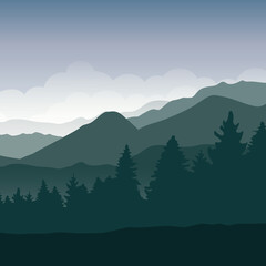 green forest mountain landscape background vector illustration EPS10