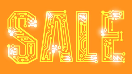 digital sale letter on orange background