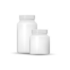 Realistic plastic bottle medical isolated on white background. Vector illustration.