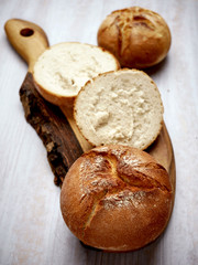 Traditional bread from a Polish bakery - wheat and rye rolls