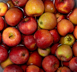 Apples in water as background and texture.