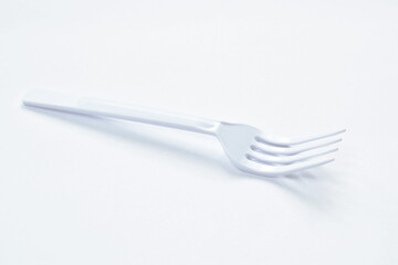 plastic fork for single used on white background